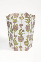 Inner Child lilac floral vines blockprint scallopwaste bin close-up