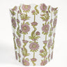 Floral Vines Blockprint Scallop Waste Bin / Storage Bin in Lilac Purple