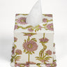 Floral Vines Blockprint Scallop Tissue Box Cover in Lilac Purple