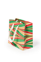 Gilded Holiday Gift Hand Marbled Gift Bag showcasing red-green-gold marbling pattern