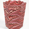 Hand-Marbled Scallop Waste Bin / Storage Bin in Florentine Pink