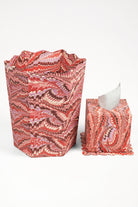 Hand-marbled Florentine pink scallop edge tissue box set with matching covers