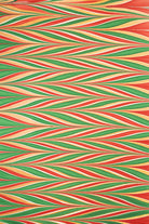 Hand marbled gilded holiday gift wrapping paper single sheet with red green gold wavy stripe pattern