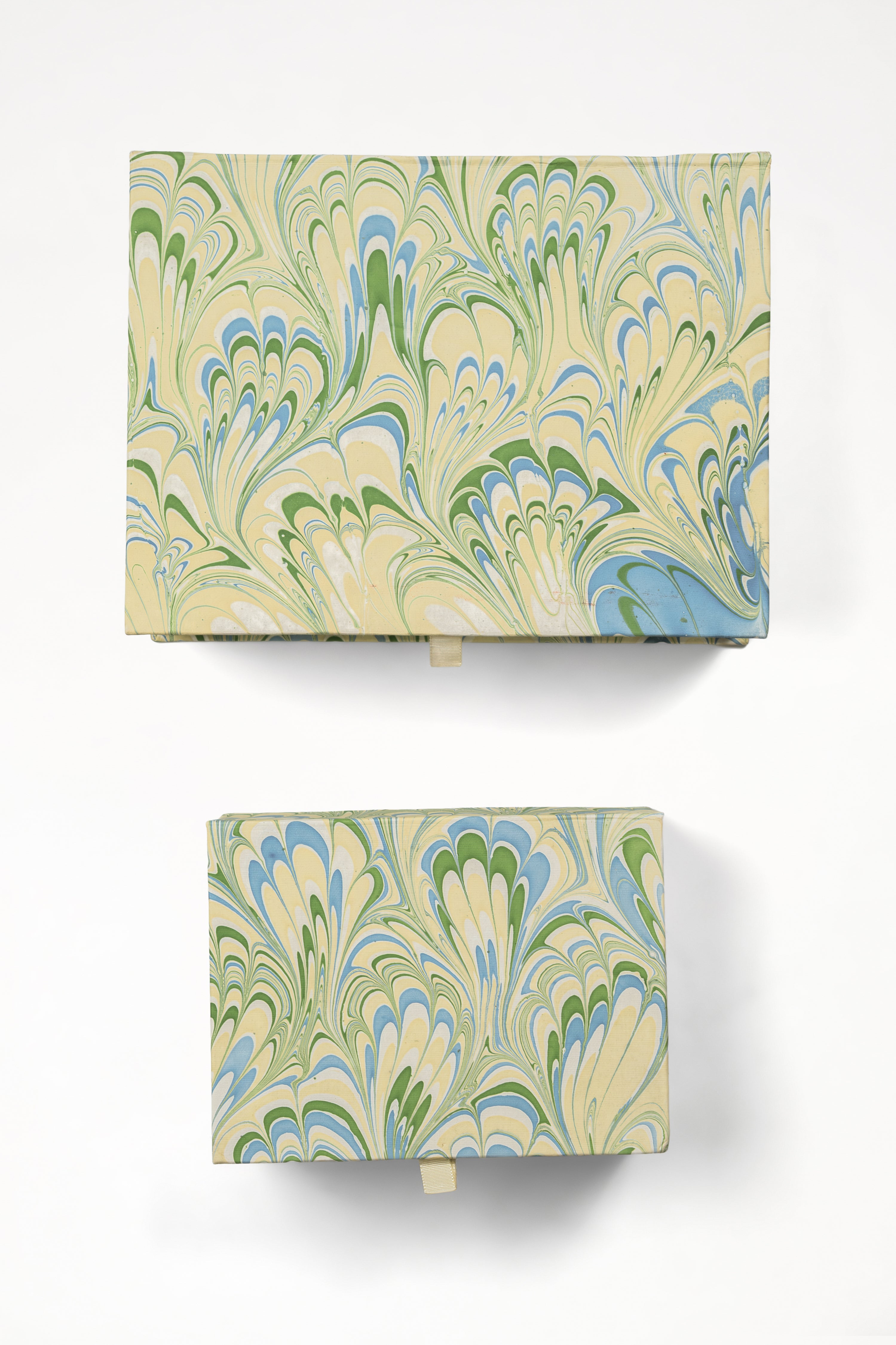 Hand-marbled rectangular decorative frames with blue-green-yellow swirls - Inner Child