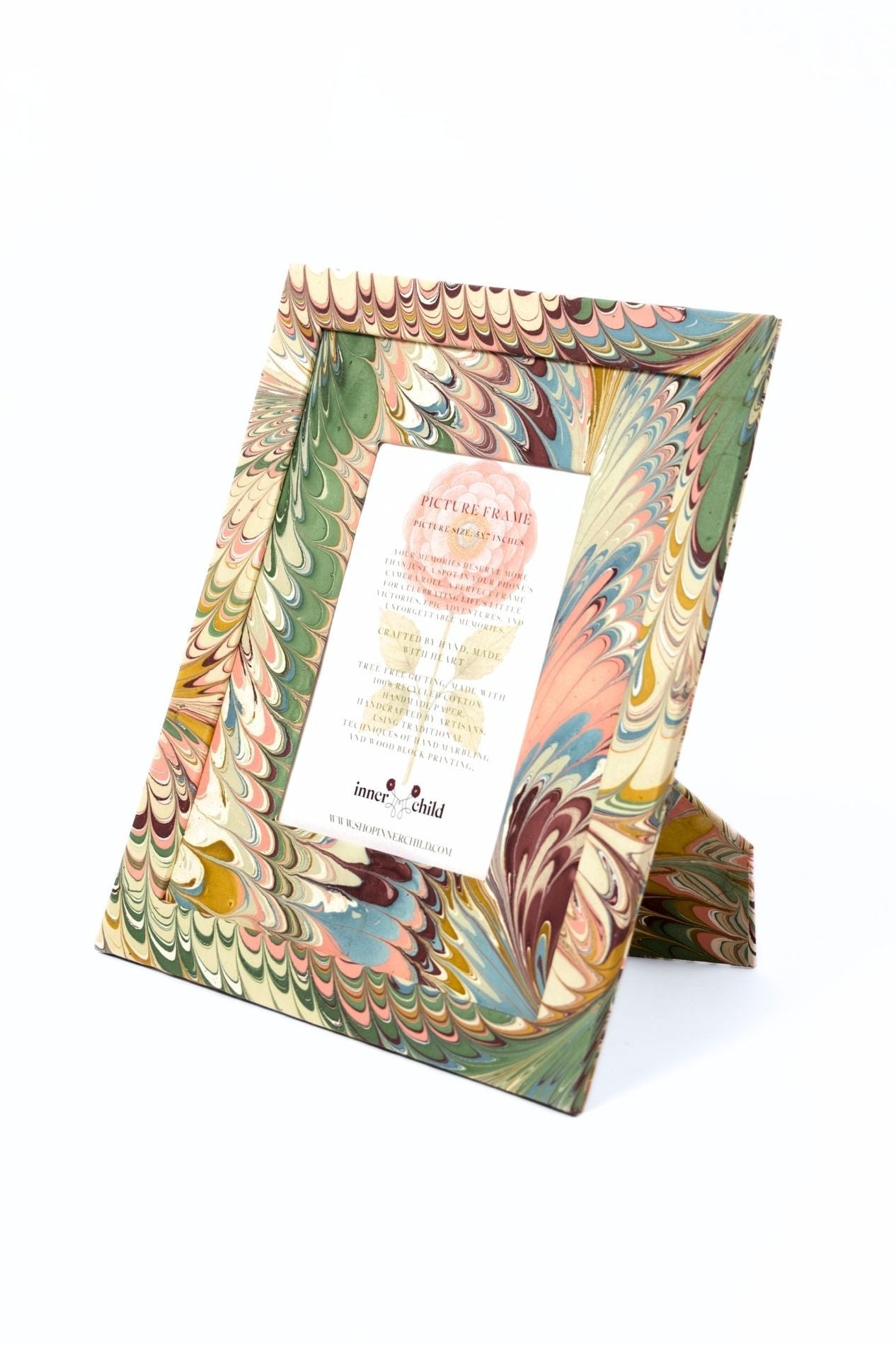 Hand-marbled Flatiron Feathers 5x7 wall picture frame by Inner Child