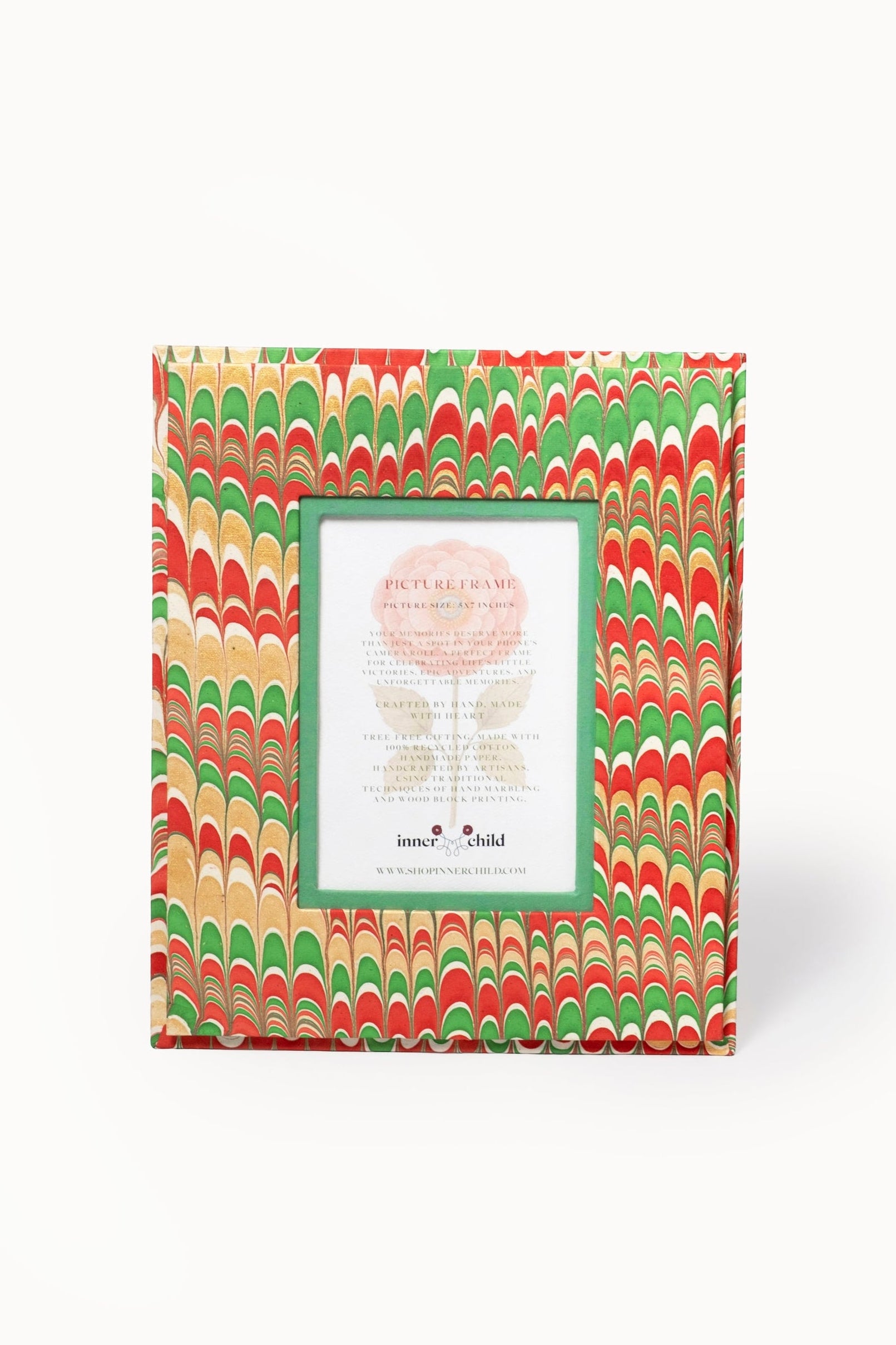 Hand-marbled Holiday Jingle 5x7 wall picture frame by Inner Child