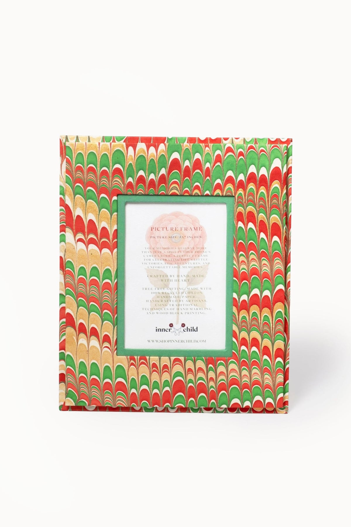 Hand-marbled Holiday Jingle 5x7 wall picture frame by Inner Child