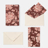 Blockprint Notecards in Burgundy Bloom, Set of 8