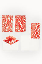 Inner Child red swirled hand-marbled notecards and envelope set with "Write away!" message