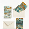 Hand-Marbled Notecards in Nila Feather, Set of 8