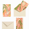 Hand-Marbled Notecards in Peony Bloom, Set of 8