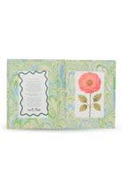 Hand-marbled folding book frame, seaglass peacock pattern with green/blue swirls