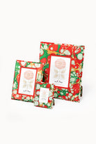 Multiple hand-marbled frames with green-red-gold Christmas gems, 4x6 from Inner Child