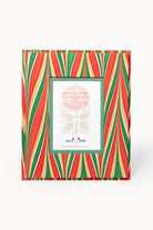 Hand-marbled 5×7 picture frame with red-green-gold striped pattern, Inner Child