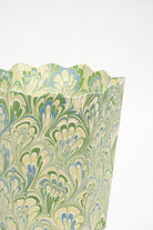 Inner Child close-up hand-marbled scallop waste bin seaglass