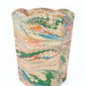 Hand-Marbled Scallop Waste Bin / Storage Bin in Flatiron Feathers