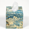 Hand-Marbled Tissue Box Cover in Nila Feathers