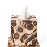 Hand-Marbled Tissue Box Cover in Cacao Espresso