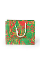 Inner Child large hand-marbled holiday gift bag with white rope handles