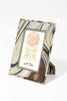Hand-marbled Kyoto 4x6 picture frame by Inner Child with blue brown patterns