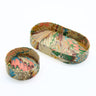 Nesting Hand-Marbled Oval Desk Tray Set in Flatiron Feathers