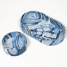 Nesting Hand-Marbled Oval Desk Tray Set in Ocean Wave