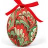 Oval Mini Hand-Marbled Picture Frame Ornament | Holiday Festive