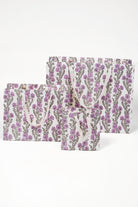 Inner Child hand-marbled mini picture frames - purple floral design with white handles