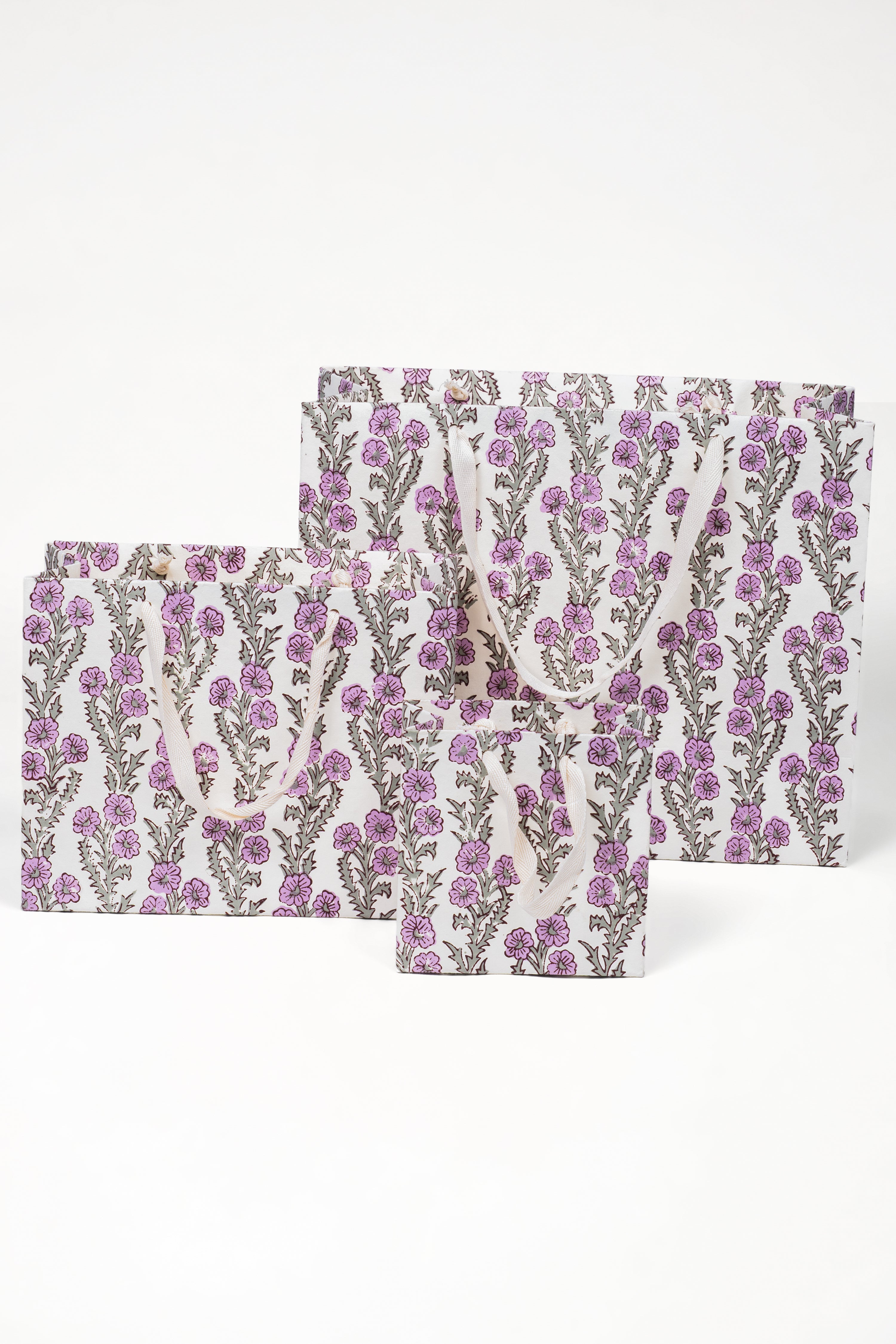 Inner Child hand-marbled mini picture frames - purple floral design with white handles