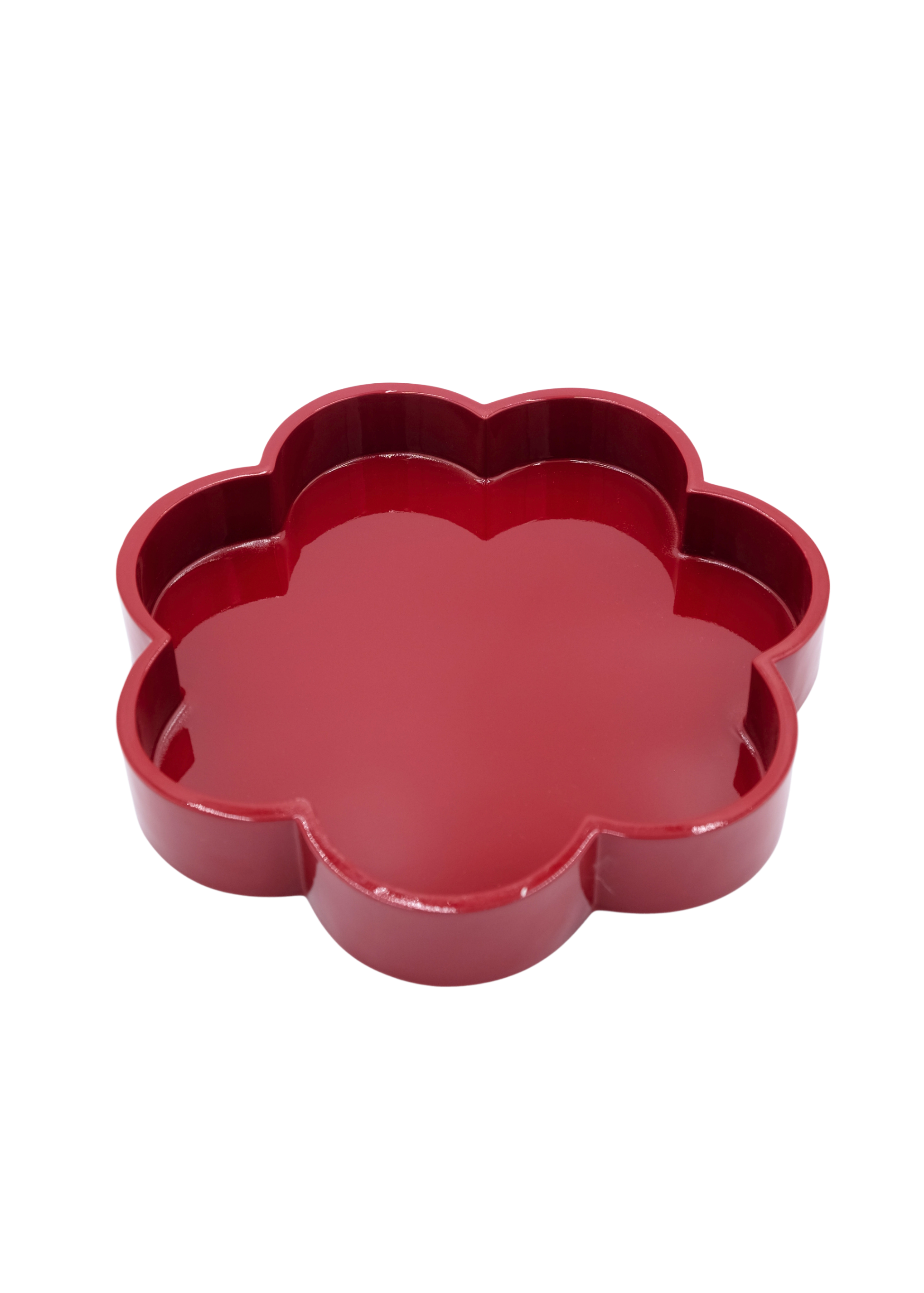 Red flower-shaped lacquerware tray from Inner Child