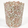 Blockprint Scallop Waste Bin / Storage Bin in Rose Garden
