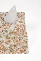 Inner Child rose garden blockprint scallop-edged tissue box cover close-up with pink roses
