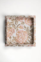 Inner Child nesting scalloped blockprint rose garden fabric tray top view