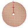 Scalloped Blockprint Quilted Tree Skirt in Holiday Vintage Floral Stripe