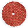 Scalloped Blockprint Quilted Tree Skirt in Red Holiday Arch
