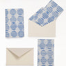 Striped Circles Blockprint Notecards in Blue, Set of 8