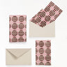 Striped Circles Blockprint Notecards in Pink, Set of 8