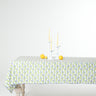 Forget-Me-Not Scallop Embroidered Blockprint Tablecloth