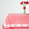 Lobster Red Gingham Blockprint Tablecloth