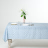 Mona Scallop Embroidered Blockprint Tablecloth in Blue