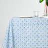 Mona Scallop Embroidered Blockprint Tablecloth in Blue