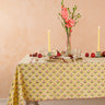 Mona Scallop Embroidered Blockprint Tablecloth in Butter Yellow