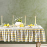 Provence Ruffled Blockprint Tablecloth in Butter Yellow