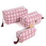 Striped Circles Blockprint Makeup Bag in Burgundy and Pink