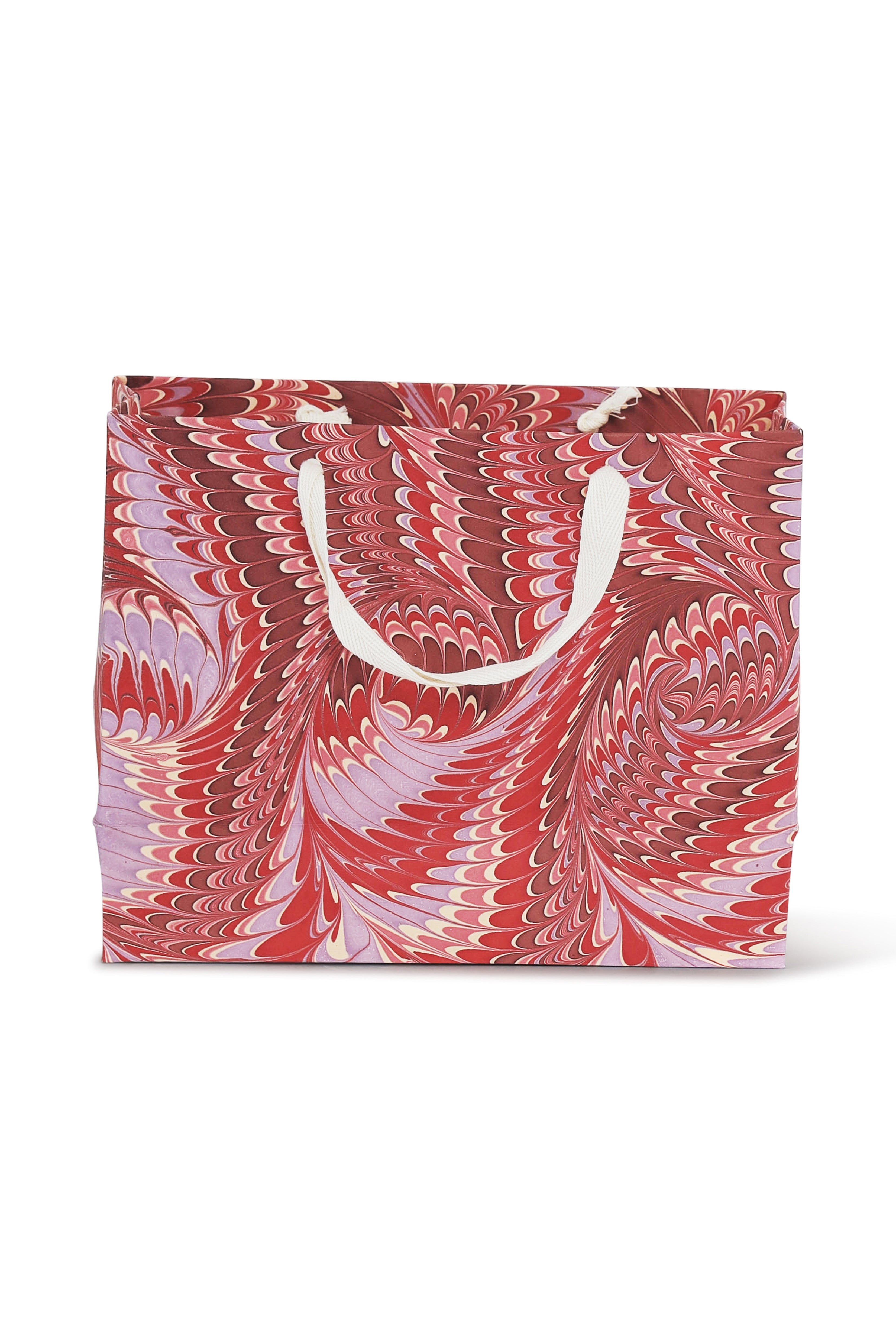 Medium Florentine pink hand marbled gift bag with white rope handle from Inner Child