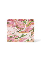 Inner Child peony bloom hand marbled medium gift bag with colorful swirls and white handles