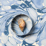 Nesting Hand-Marbled Oval Desk Tray Set in Ocean Wave