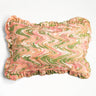 Peony Bloom Ruffled Hand-Marbled Pillow, 14x20