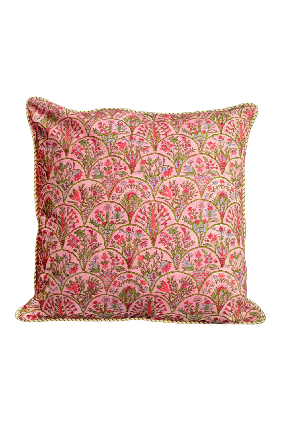 Pink arch blockprint reversible decorative pillow