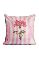 Pink striped blockprint hydrangea decorative pillow by Inner Child